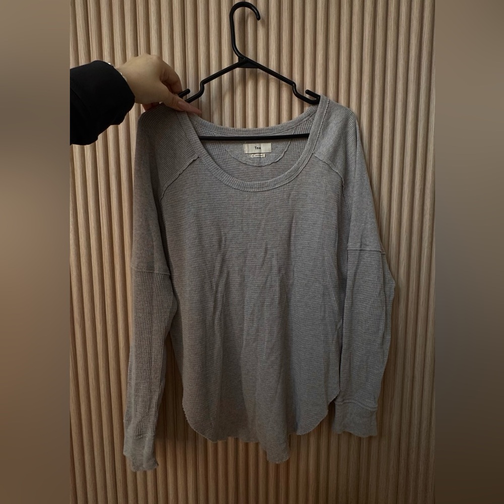 Aritzia TNA waffle gray women's long sleeve top